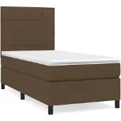 vidaXL Boxspring met matras stof donkerbruin 90x190 cm