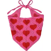 Clayre & Eef Bandana Kind 80 cm Roze Katoen Hartjes