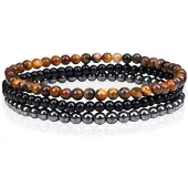 Memphis Stacked Heren Armbanden set - Dark-19cm