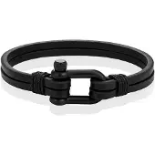 Mendes Dubbele Lederen Band - D-Shackle Noir-19cm