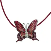 Behave - Vlinder ketting dames - Emaille rood - Retro sieraden trend