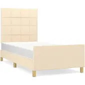 vidaXL Bedframe zonder matras 90x200 cm stof crèmekleurig