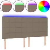 vidaXL Hoofdbord LED 180x5x118/128 cm stof taupe