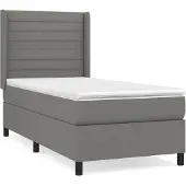 vidaXL Boxspring met matras stof donkergrijs 80x200 cm