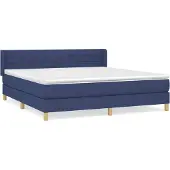 vidaXL Boxspring met matras stof blauw 160x200 cm