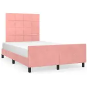 vidaXL Bedframe met hoofdeinde, roze, 120x200 cm, fluweel