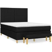 vidaXL Boxspring met matras stof zwart 140x190 cm
