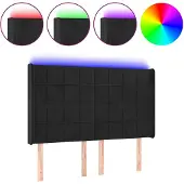 vidaXL Hoofdbord LED 147x16x118/128 cm fluweel zwart
