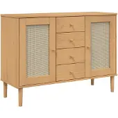 vidaXL Dressoir SENJA rattan-look 112x40x80 cm grenenhout bruin