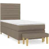 vidaXL Boxspring met matras stof taupe 90x200 cm