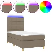 vidaXL Boxspring met matras en LED stof taupe 90x190 cm