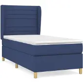 vidaXL Boxspring met matras stof blauw 90x190 cm