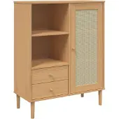 vidaXL Hoge kast SENJA rattan-look 90x40x112 cm grenenhout bruin