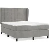 vidaXL Boxspring met matras fluweel lichtgrijs 140x190 cm