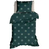 Romanette Dekbedovertrek Flocons Forestgreen Flanel-140 x 200 / 220 cm | 1-Persoons