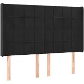 vidaXL Hoofdbord met randen 147x16x118/128 cm fluweel zwart