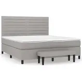 vidaXL Boxspring met matras stof lichtgrijs 160x200 cm