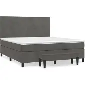 vidaXL Boxspring met matras fluweel donkergrijs 180x200 cm