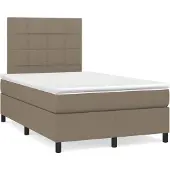 vidaXL Boxspring met matras stof taupe 120x200 cm