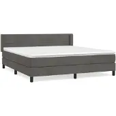 vidaXL Boxspring met matras fluweel donkergrijs 160x200 cm