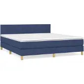 vidaXL Boxspringbed met matras, blauw, 160x200 cm, gestoffeerd