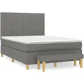 vidaXL Boxspring met matras stof donkergrijs 140x190 cm