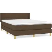 vidaXL Boxspring met matras stof donkerbruin 140x200 cm