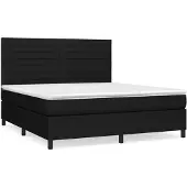 vidaXL Boxspring met matras stof zwart 160x200 cm