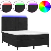 vidaXL Boxspring met matras en LED fluweel zwart 140x200 cm