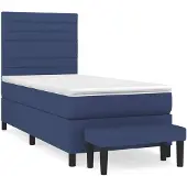 vidaXL Boxspring met matras stof blauw 80x200 cm