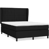vidaXL Boxspring met matras stof zwart 140x190 cm