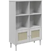 vidaXL Boekenkast SENJA rattan-look 90x35x130 cm grenenhout wit