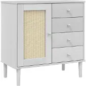 vidaXL Dressoir SENJA 80x40x80 cm rattan look massief grenenhout wit