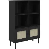 vidaXL Boekenkast SENJA rattan-look 90x35x130 cm grenenhout zwart