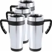 Carson 10x Roestvrijstalen thermo bekers zwart 500 ml - RVS warmhoudbekers
