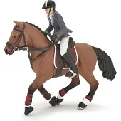 Papo 51561 Wedstrijdpaard met ruiter, VEULENS EN PONY'S Beeldje, veelkleurig