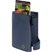 Tony Perotti Furbo Arno Pullup leren Pasjeshouder RFID met papier- en kleingeldvak - Blauw