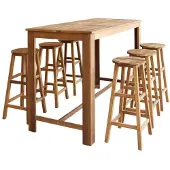 vidaXL 7-delige Bartafel en -krukkenset massief acaciahout