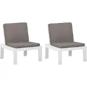 vidaXL Loungestoelen 2 st met kussens kunststof wit