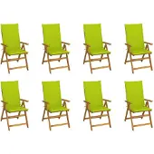 vidaXL Inklapbare stoelen 8 st met kussens massief acaciahout