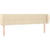 vidaXL Hoofdbord met randen 163x23x78/88 cm stof crèmekleurig