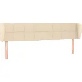 vidaXL Hoofdbord met randen 203x23x78/88 cm stof crèmekleurig