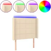 vidaXL Hoofdbord LED 103x16x118/128 cm stof crèmekleurig