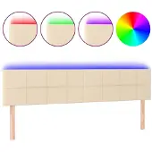 vidaXL Hoofdbord LED 200x5x78/88 cm stof crèmekleurig