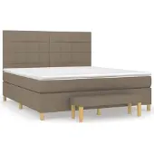 vidaXL Boxspring met matras stof taupe 160x200 cm