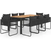 vidaXL 9-delige tuinsets, PVC riet, zwart en bruin