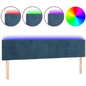 vidaXL Hoofdbord LED 160x5x78/88 cm fluweel donkerblauw