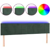 vidaXL Hoofdbord LED 180x5x78/88 cm fluweel donkergroen