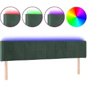 vidaXL Hoofdbord LED 163x16x78/88 cm fluweel donkergroen