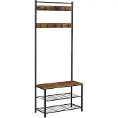 Hoppa! Songmics Kapstok Met Schoenenrek - Bruin - Metaal/hout